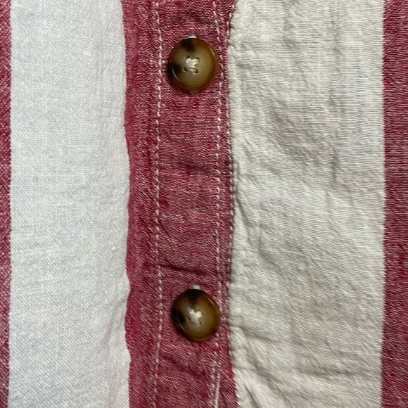 A New Approach Paperbag skirt Button Front Boho linen striped red white - Picture 10 of 10